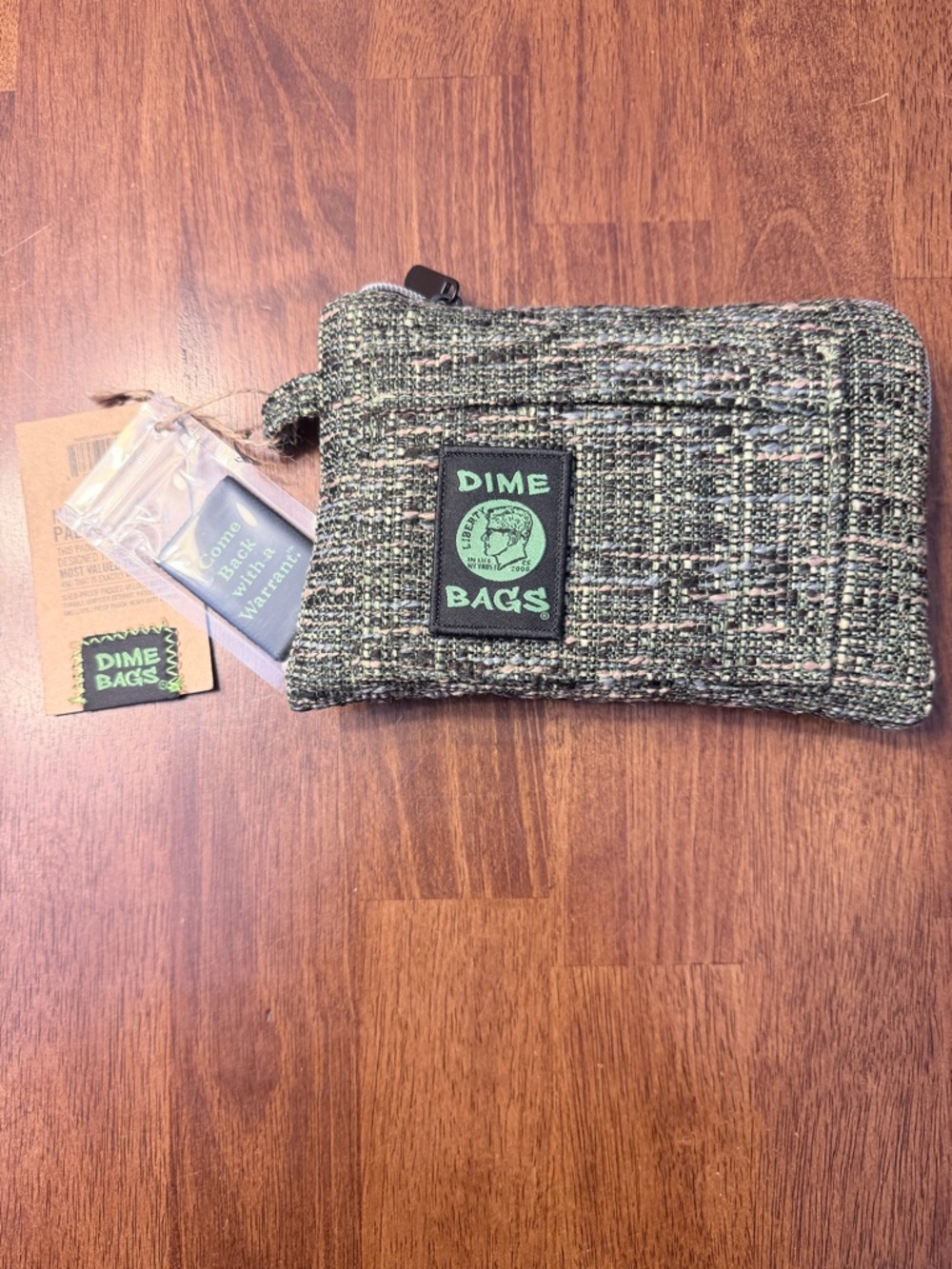 Dime Bags Padded Lined 8in Pouch Green Timber Black Beige Zip